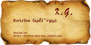 Kotrba Györgyi névjegykártya